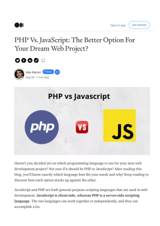 PHP vs JavaScript: The Better Option For Your Dream Web Project?