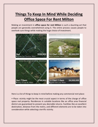 Things To Keep In Mind While Deciding Office Space For Rent Milton
