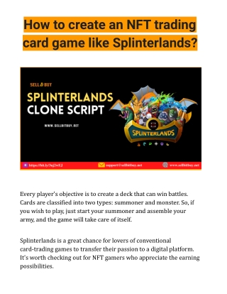 How to create an NFT trading card game like Splinterlands?