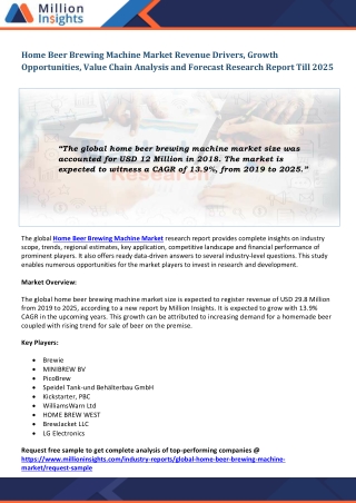 Home Beer Brewing Machine Market