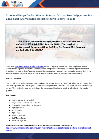 Processed Mango Products Market