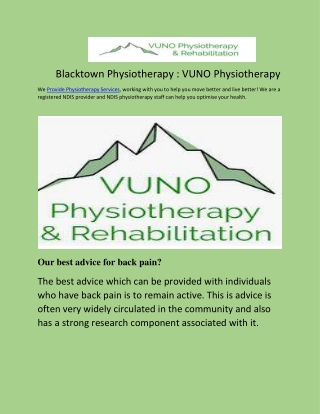 Blacktown Physiotherapy : VUNO Physiotherapy