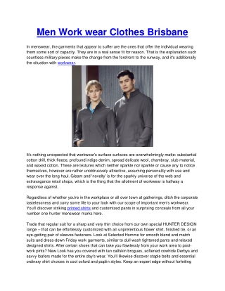 Men Work wear Clothes Brisbane