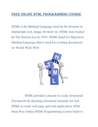 Free Online HTML programming Course