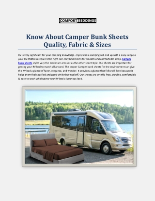 Know About Camper Bunk Sheets Quality, Fabric & Sizes