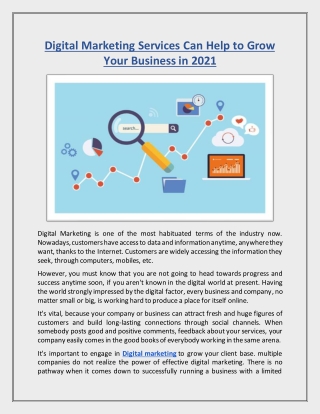 Digital Marketing Services Can Help to Grow Your Business in 2021