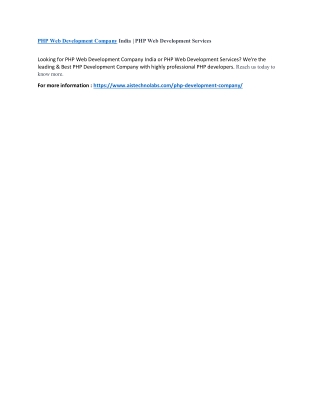 PHP Web Development Company India | PHP Web Development Services