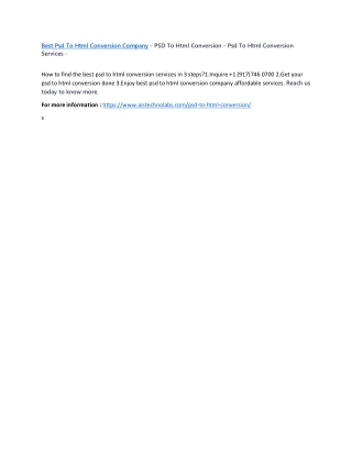 PSD To Html Conversion - Psd To Html Conversion Services - Psd To Html Conversio