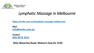 Professional Services Of Lymphatic Massage in Melbourne
