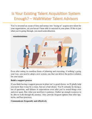 Is Your Existing Talent Acquisition System Enough? – WalkWater Talent Advisors