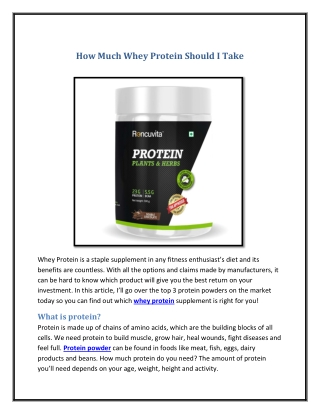 How Much Whey Protein Should I Take