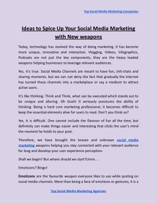 Ideas to Spice Up Your Social Media Marketing with New weapons