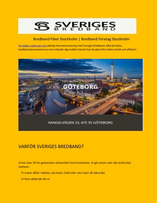 Bredband Fiber Stockholm | Bredband Företag Stockholm