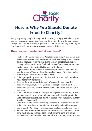 Here is Why You Should Donate Food to Charity