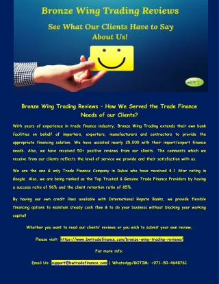 Read Bronze Wing Trading Clients’ Testimonials