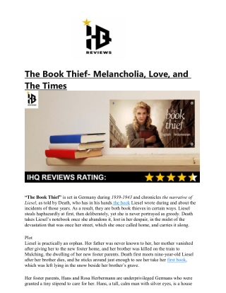 The Book Thief- Melancholia, Love, and The Times