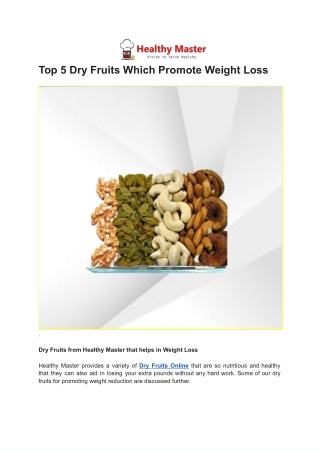 Top 5 Dry Fruits Which Promote Weight Loss
