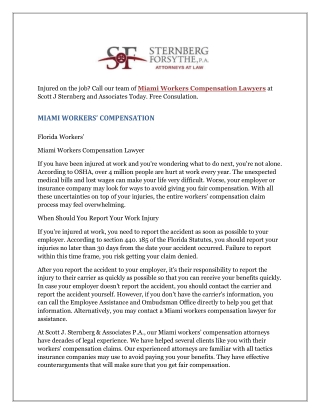 Miami Workers Compensation Lawyers