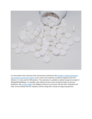 tenofovir  disoproxil fumarate, emtricitabine and efavirenz tablets