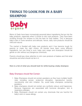 THINGS TO LOOK FOR IN A BABY SHAMPOO