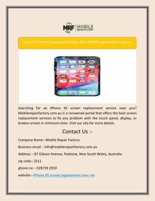 Iphone XS Screen Replacement Near Me | Mobilerepairfactory.com.au