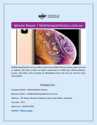 Iphone Repair | Mobilerepairfactory.com.au