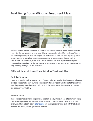 Different types of Living Room Window Treatment Ideas