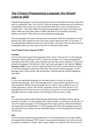 Top 5 Future Programming Language You Should Learn In 2022
