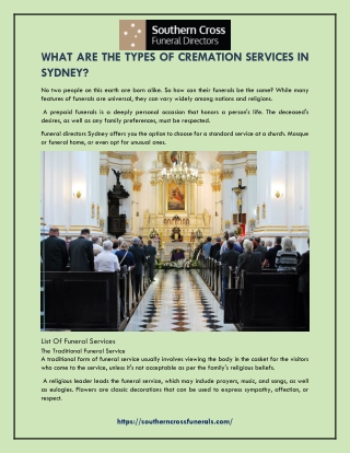 What Are The Types Of Cremation Services in Sydney?