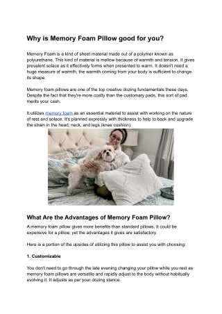 Why is Memory Foam Pillow good for you