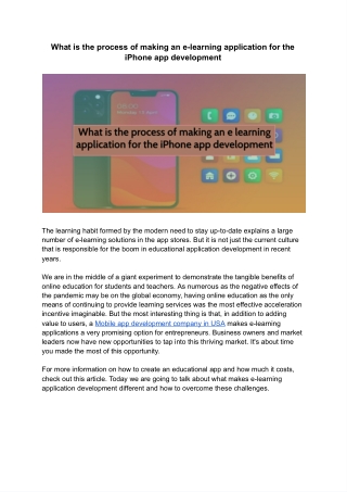 What is the process of making an e learning application for the iPhone app development