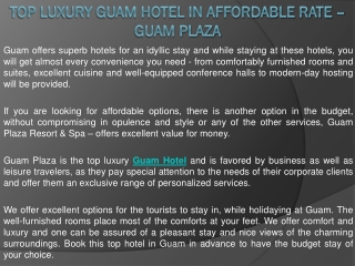 Top luxury Guam Hotel in affordable rate – Guam Plaza