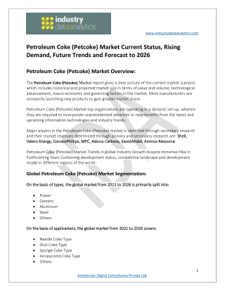 Petroleum Coke (Petcoke) Market Growth and Forecast 2026