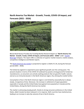 North America Tea Market - Growth, Trends, COVID-19 Impact, and Forecasts (2021 - 2026)