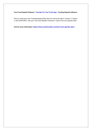 Tow Truck Dispatch Software- Top Uber For Tow Trucks App - Trucking Dispatch App