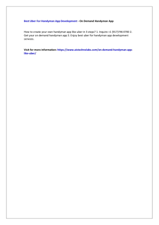 Best Uber For Handyman App Development - On Demand Handyman App