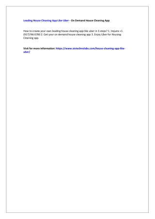 Leading House Cleaning App Like Uber - On Demand House Cleaning App