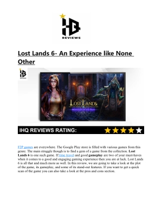 Lost Lands 6- An Experience like None Other