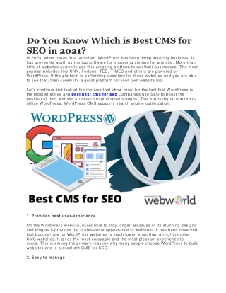 Do You Know Which is Best CMS for SEO in 2021