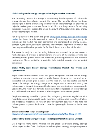 utility-scale energy storage technologies market.