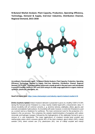 N-Butanol Market Size, Share, Analysis and Forecast,2030
