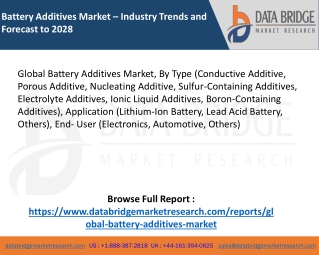 Global Battery Additives Market – Industry Trends and Forecast to 2028