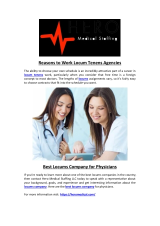 Reasons to Work Locum Tenens Agencies