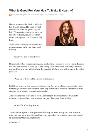 What Is Good For Your Hair To Make It Healthy