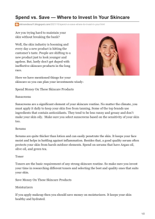Spend vs Save - Where to Invest In Your Skincare
