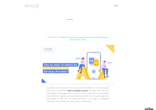 How To Select An Online Translation Services Provider