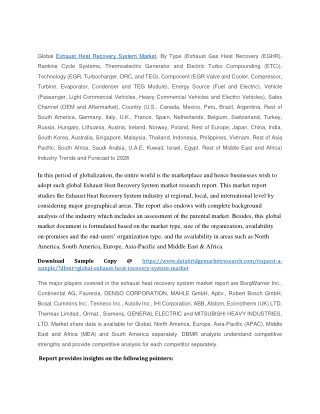Exhaust Heat Recovery System Market