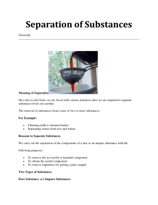 Separation of Substances