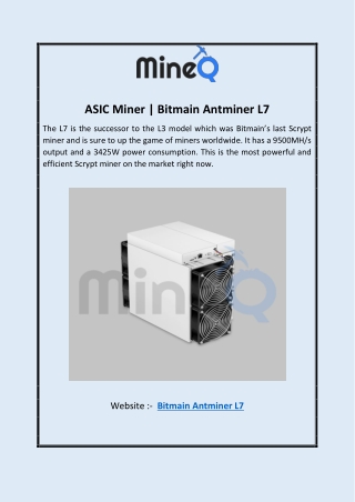 ASIC Miner | Bitmain Antminer L7
