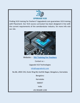 Vlsi Training for Freshers | Upgradevlsi.com